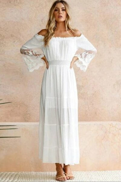 Vestido bohemio blanco largo