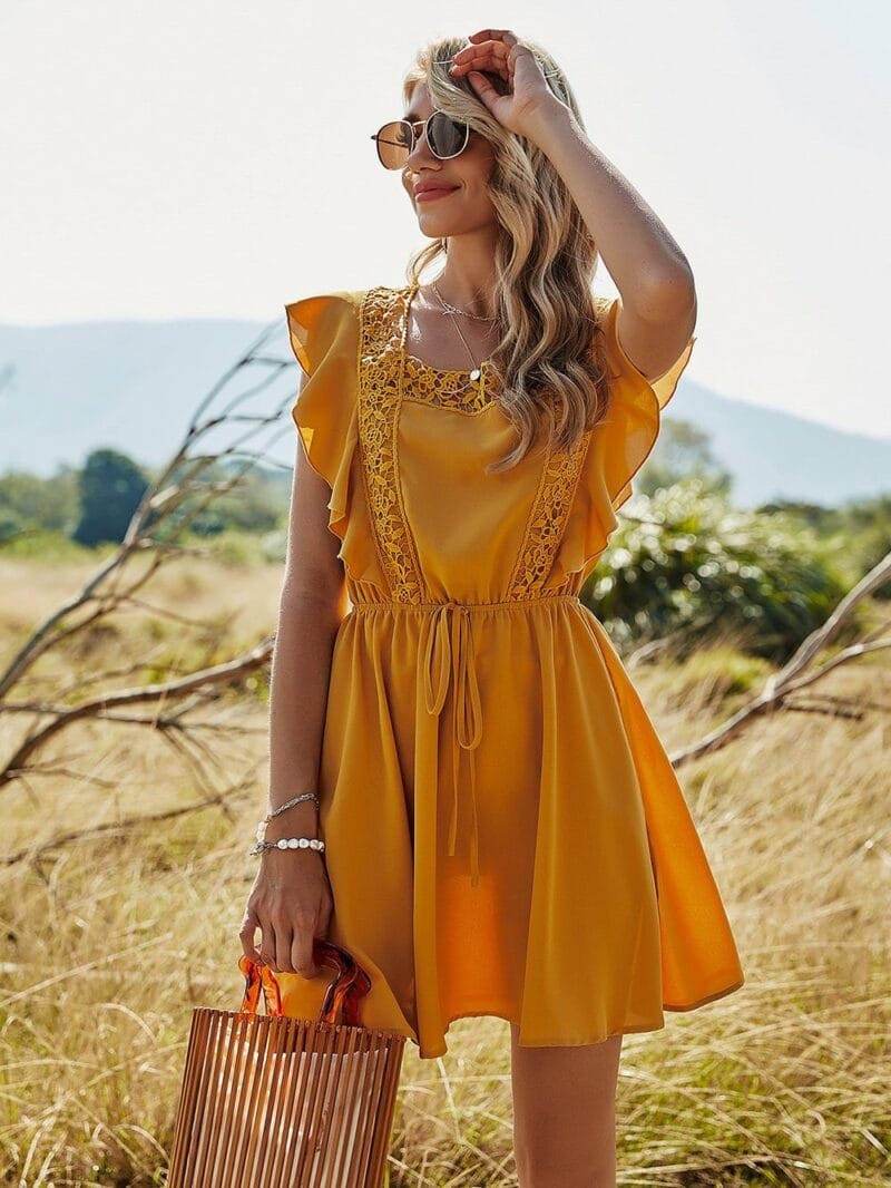 vestido bohemio corto elegante amarillo