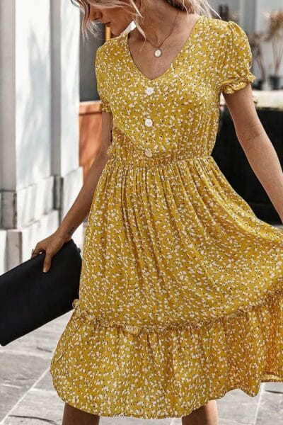 vestido boho estampado de flores verano amarillo