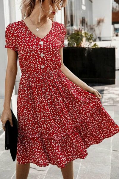 vestido boho estampado de flores verano rojo