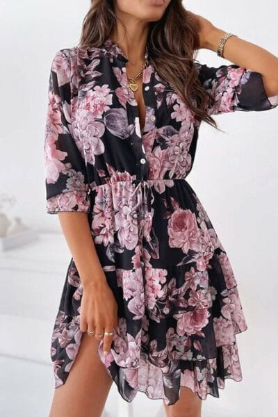 vestido estilo bohemio con flores negro