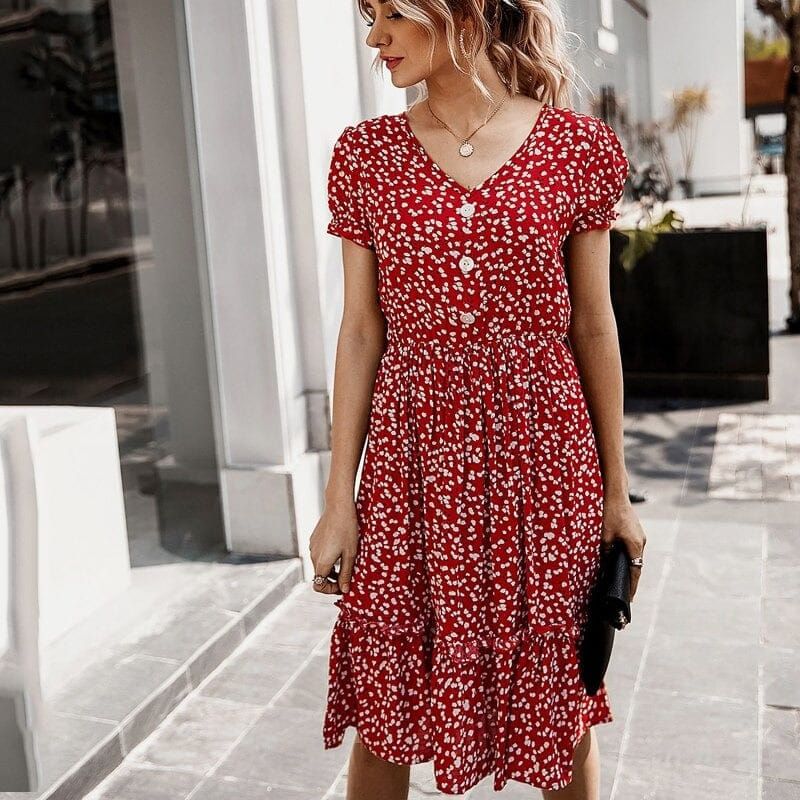 vestido ligero bohemio rojo foto 1